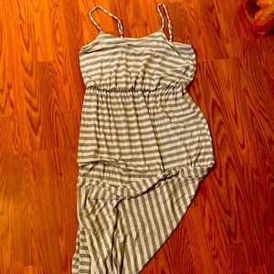 Great and white striped, maxi dress, spaghetti straps (adjustable)